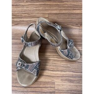 Dansko Sandals Womens Joanie Casual‎ Open Toe Slingback Brown Snake Leather 6.5